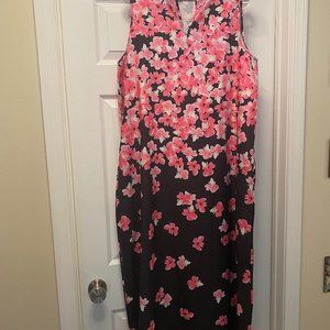 Black and Pink Flower Maxi Dress